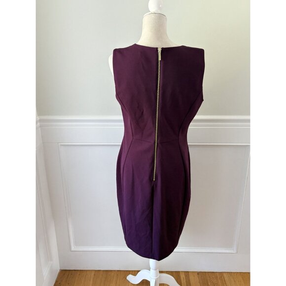 Calvin Klein Sleeveless Maroon Sheath Dress With Back Zipper & Fitted Silhouette - Picture 6 of 7